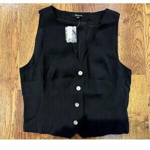 Madewell Women's Katrina Crop Vest Top Black Size 4 NWT